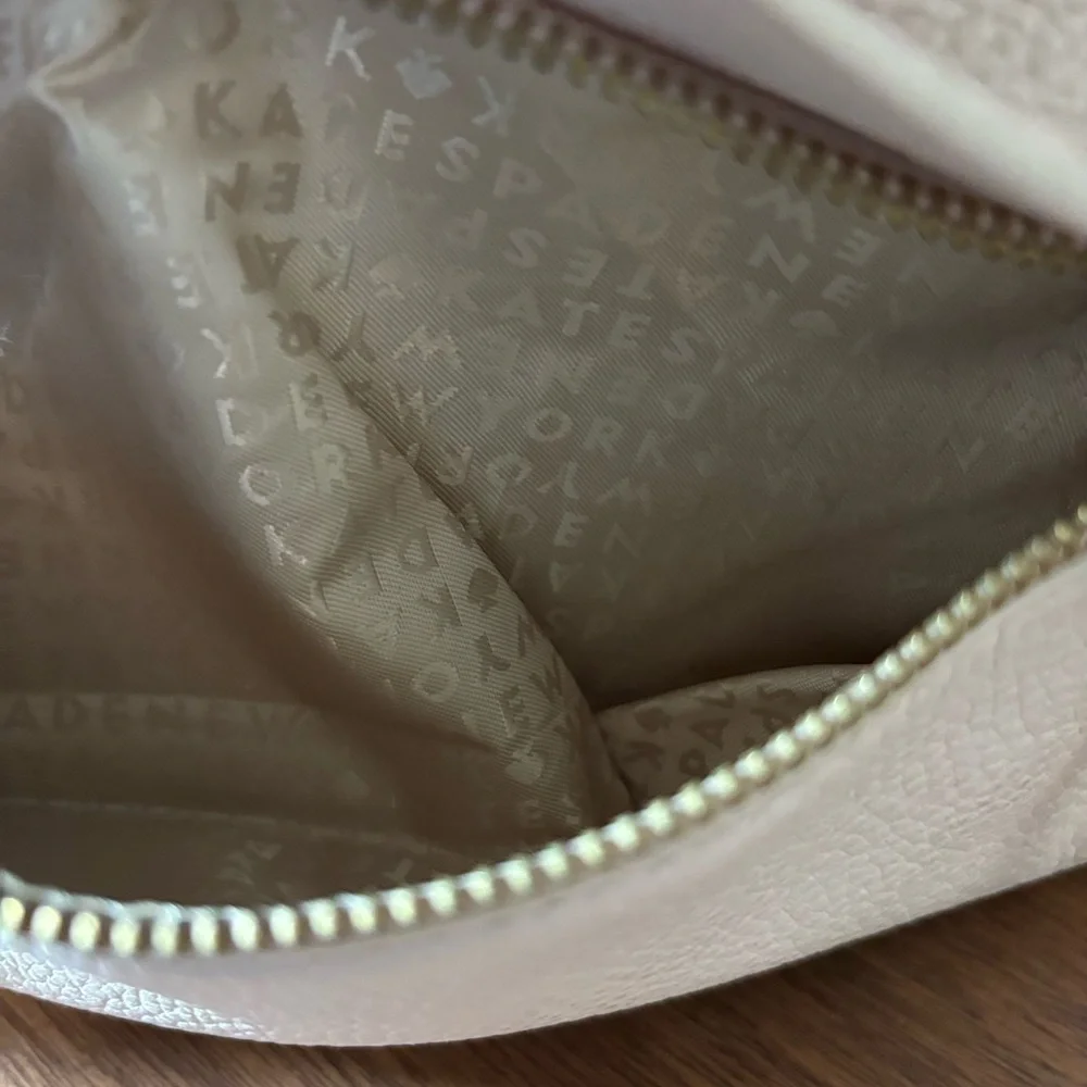 kate spade Cream Pebbled Leather Shoulder Crossbody Bag with Front Pocket